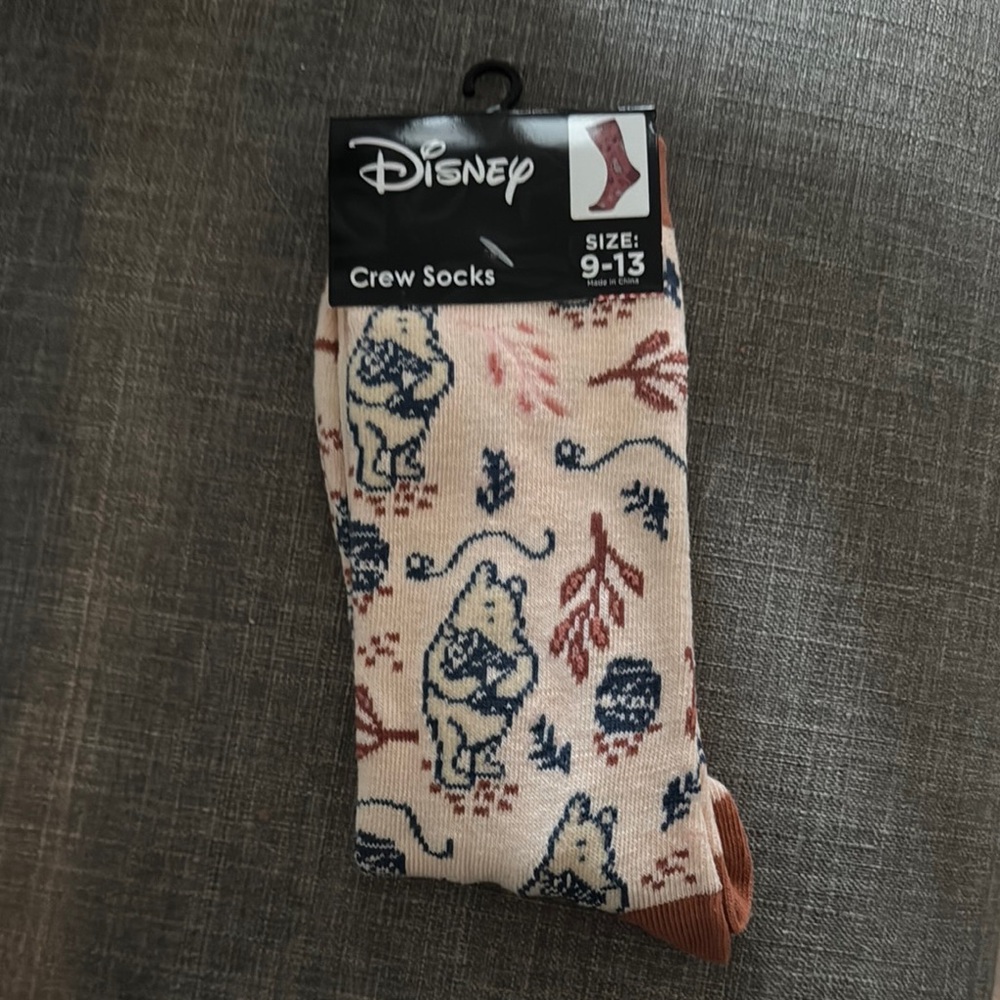 Disney Winnie the Pooh  Cream and Brown Crew Socks
